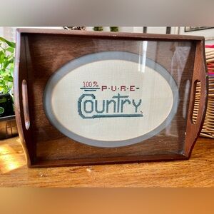 Vintage Embroidered SUDBERRY Wooden Tray